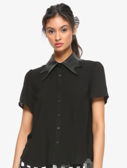 black button collar shirt